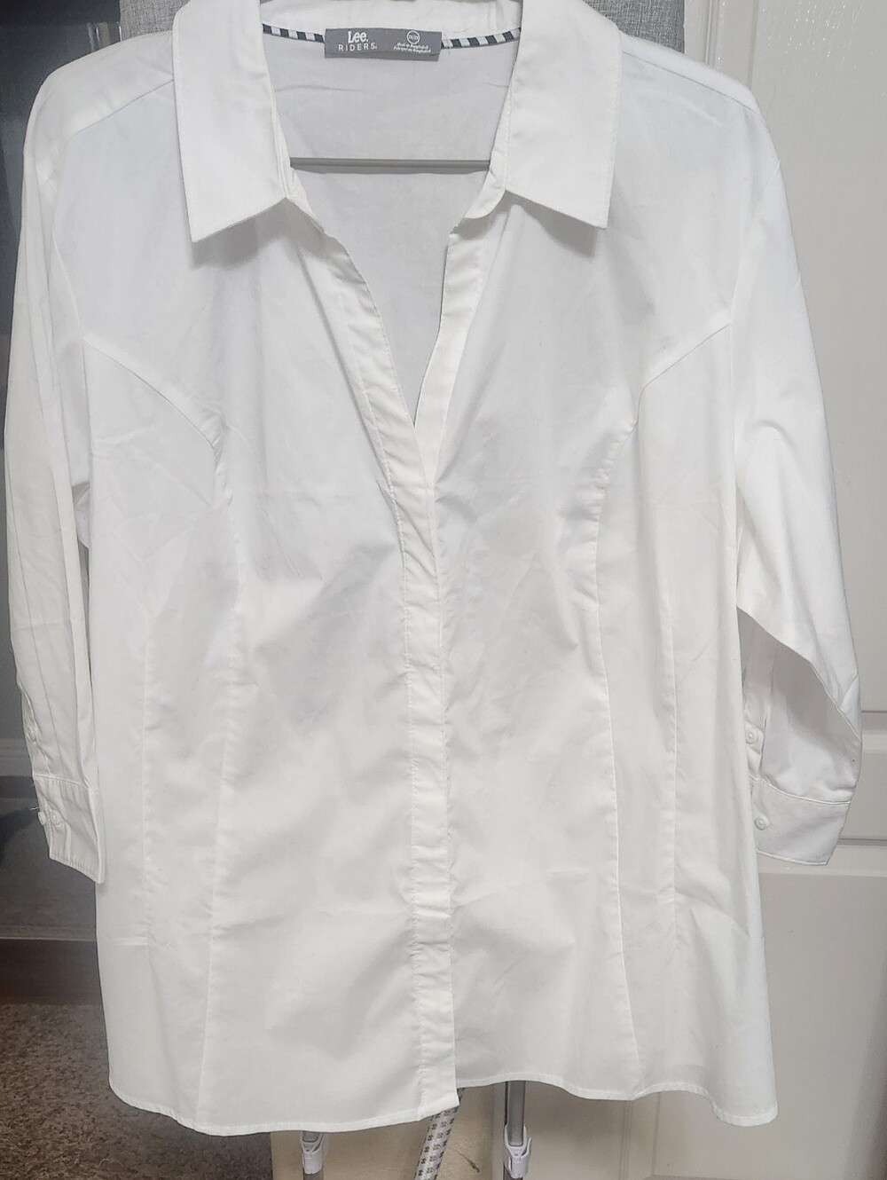 Riders by Lee No-Gap Easy Care 3/4 Sleeve Shirt White 2X - Picture 3 of 7